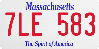 MA license plate 7LE583