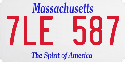 MA license plate 7LE587