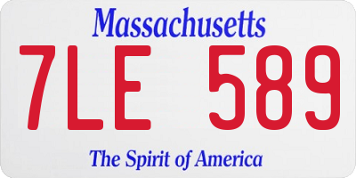 MA license plate 7LE589