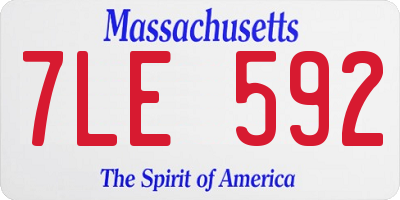 MA license plate 7LE592