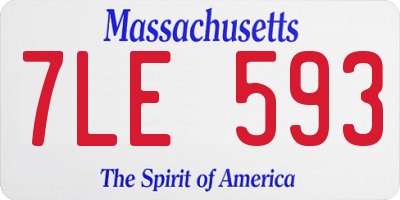 MA license plate 7LE593