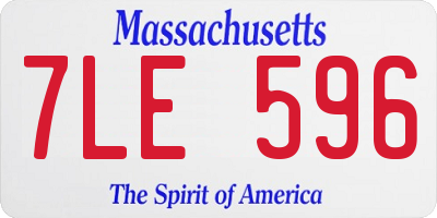 MA license plate 7LE596