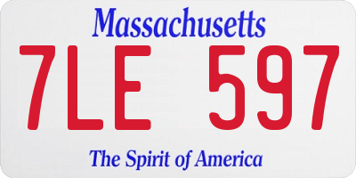 MA license plate 7LE597