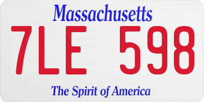 MA license plate 7LE598