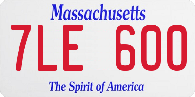 MA license plate 7LE600