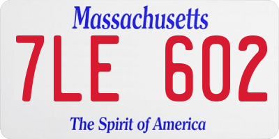 MA license plate 7LE602