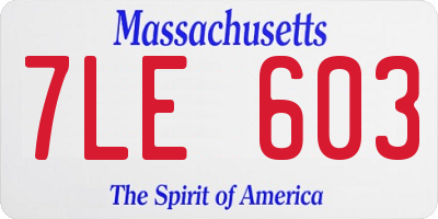 MA license plate 7LE603