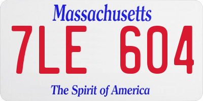 MA license plate 7LE604