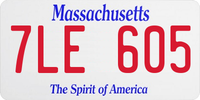 MA license plate 7LE605
