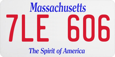 MA license plate 7LE606