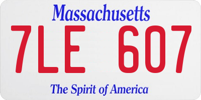 MA license plate 7LE607