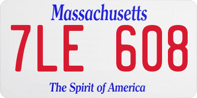 MA license plate 7LE608
