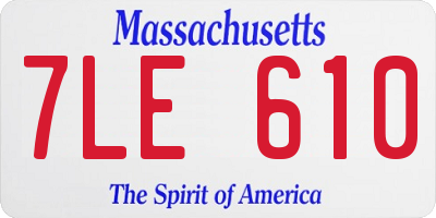MA license plate 7LE610