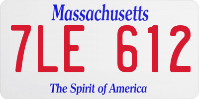 MA license plate 7LE612