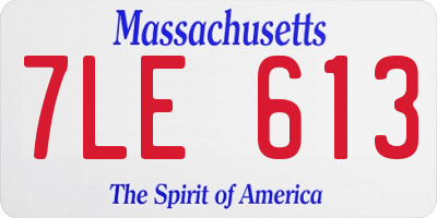 MA license plate 7LE613