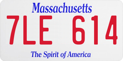 MA license plate 7LE614