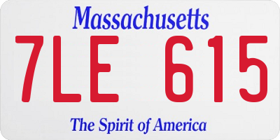 MA license plate 7LE615