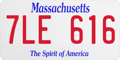 MA license plate 7LE616