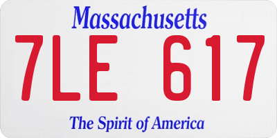 MA license plate 7LE617