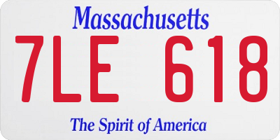 MA license plate 7LE618