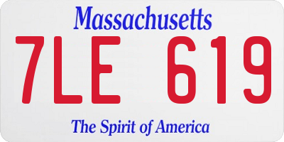 MA license plate 7LE619
