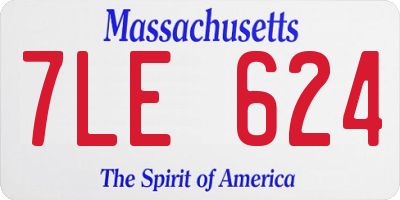 MA license plate 7LE624