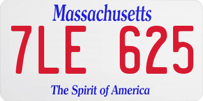 MA license plate 7LE625