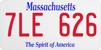 MA license plate 7LE626