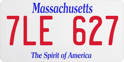MA license plate 7LE627
