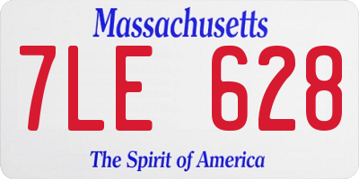 MA license plate 7LE628