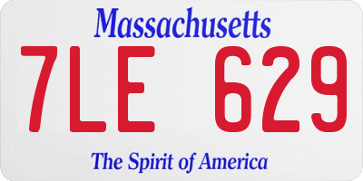 MA license plate 7LE629