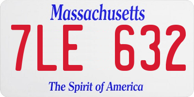 MA license plate 7LE632