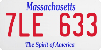 MA license plate 7LE633