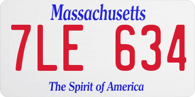 MA license plate 7LE634