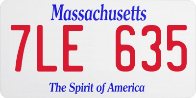 MA license plate 7LE635