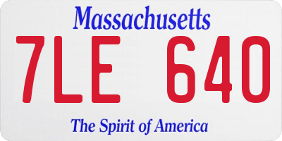 MA license plate 7LE640