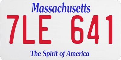 MA license plate 7LE641