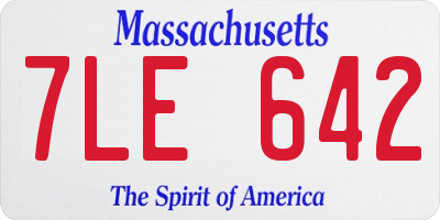 MA license plate 7LE642