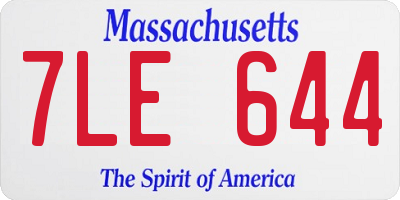 MA license plate 7LE644