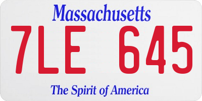 MA license plate 7LE645