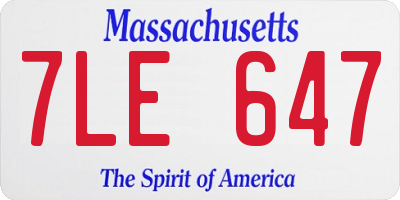 MA license plate 7LE647