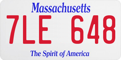 MA license plate 7LE648