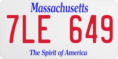 MA license plate 7LE649