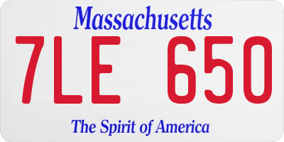 MA license plate 7LE650