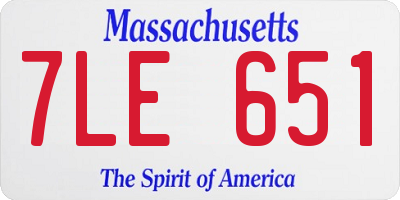 MA license plate 7LE651