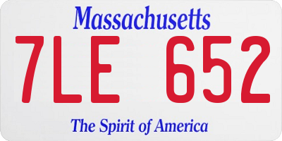 MA license plate 7LE652