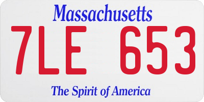 MA license plate 7LE653