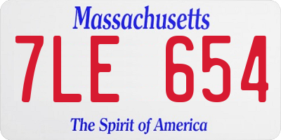 MA license plate 7LE654