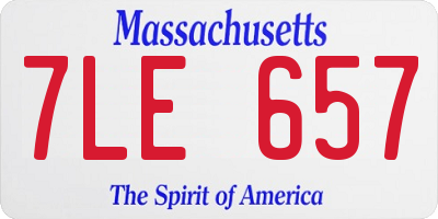 MA license plate 7LE657