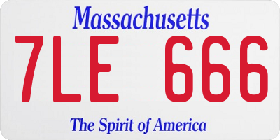MA license plate 7LE666